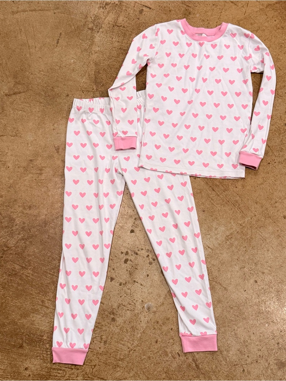 LAKE Peruvian Cotton Darling Pink Hearts Pajama Set girls 8